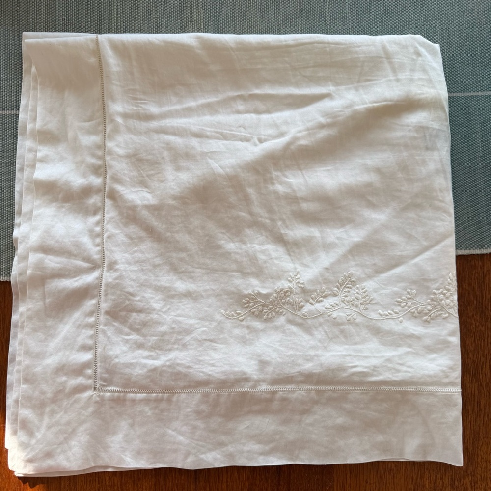 Sferra Euro Continental Sham 32x32 White Egyptian Cotton Hand Embroidered